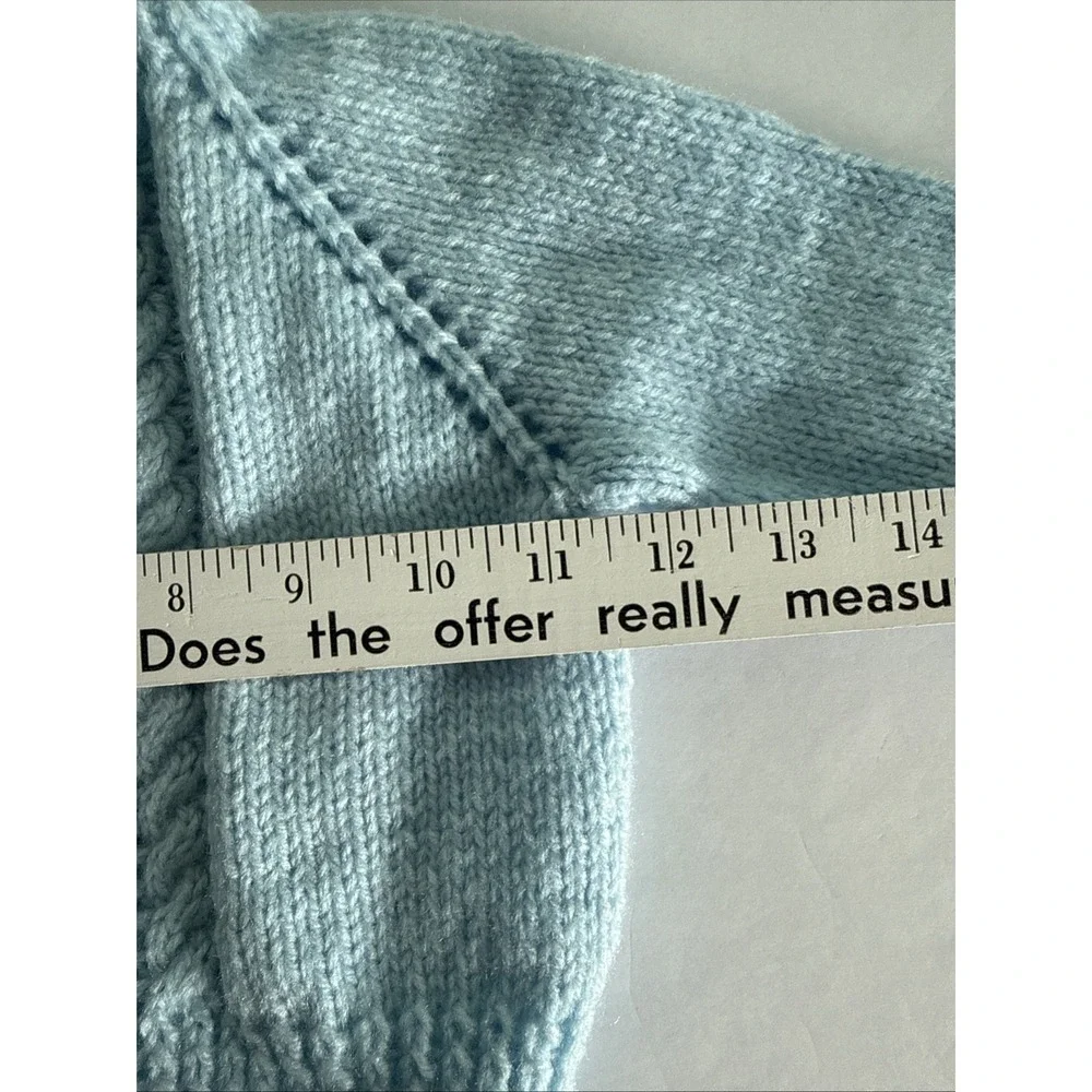 Baby Knit Sweater Handmade Blue Details baby photos 6-9 month baptism shower gif